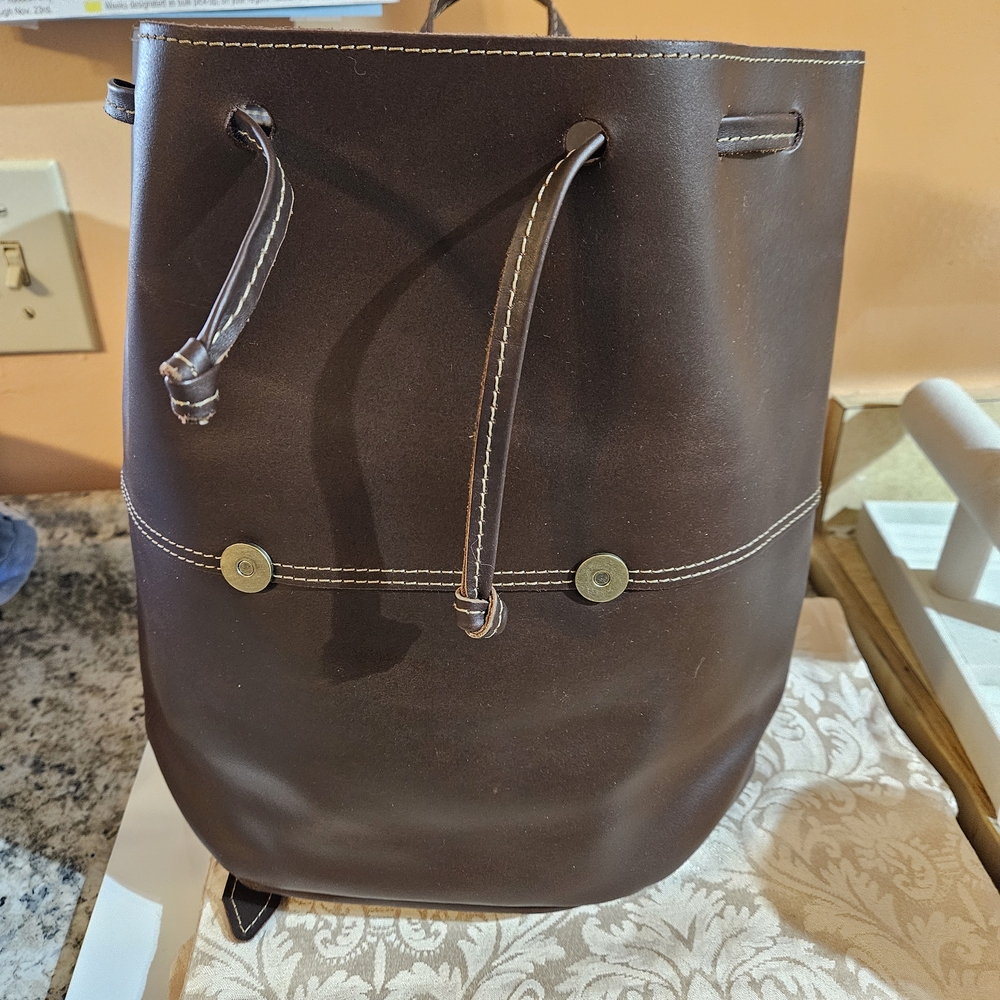 Lu Capel Suede And Leather Drawstring Back Pack